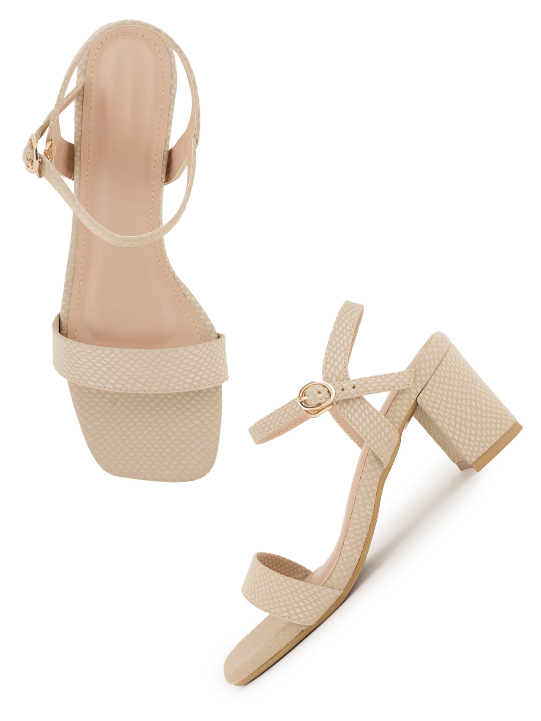 Style Shoes Textured Block Heeled Sandal for Women and Girls