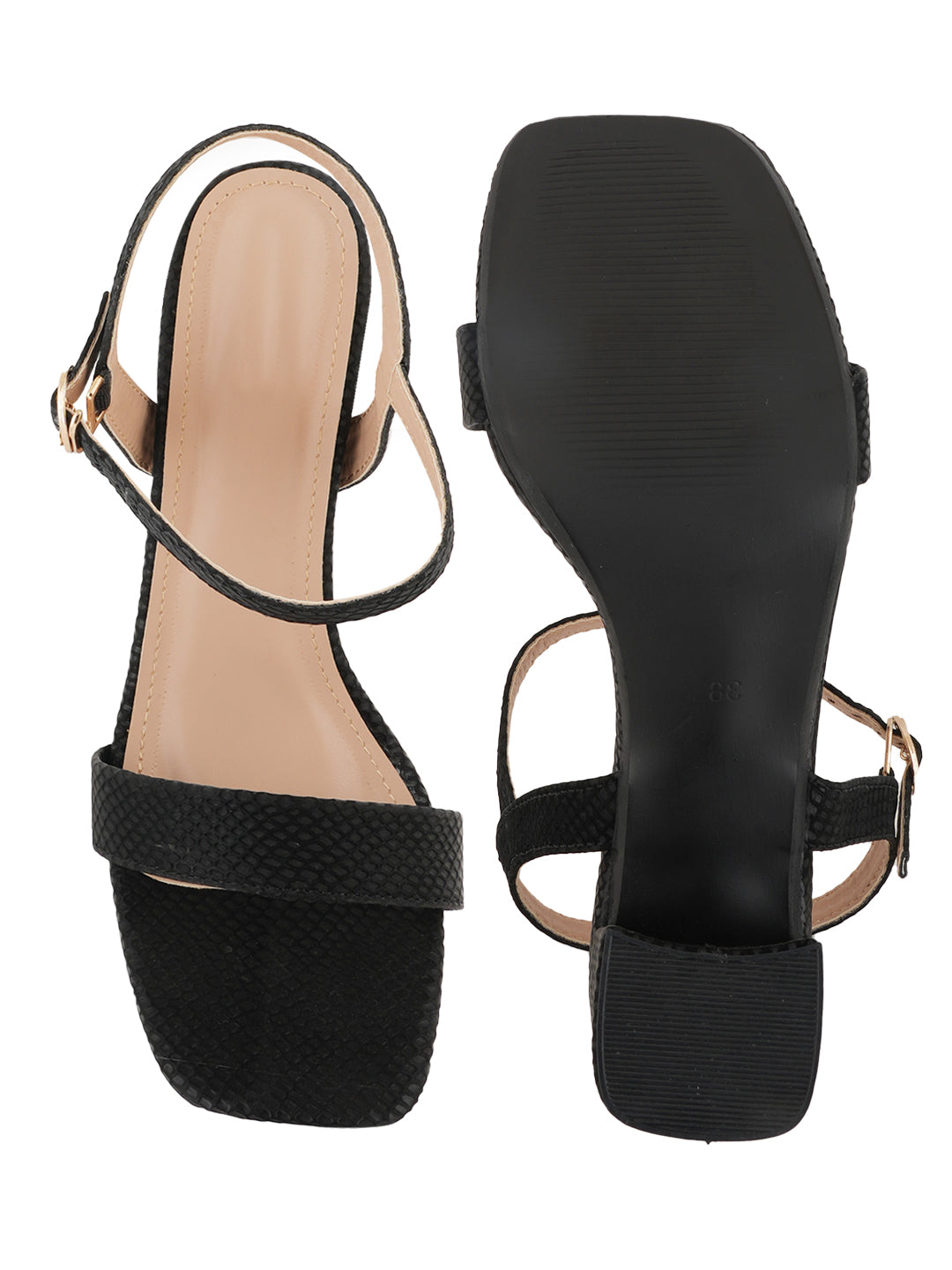 Style Shoes Textured Block Heeled Sandal for Women and Girls