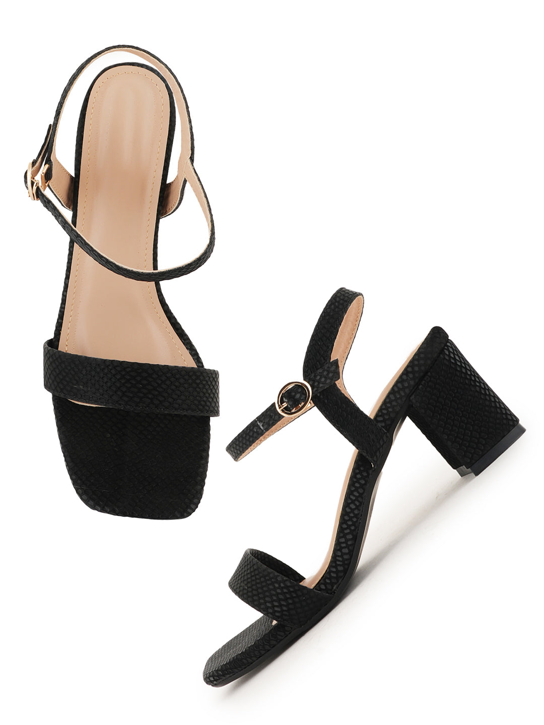 Style Shoes Textured Block Heeled Sandal for Women and Girls