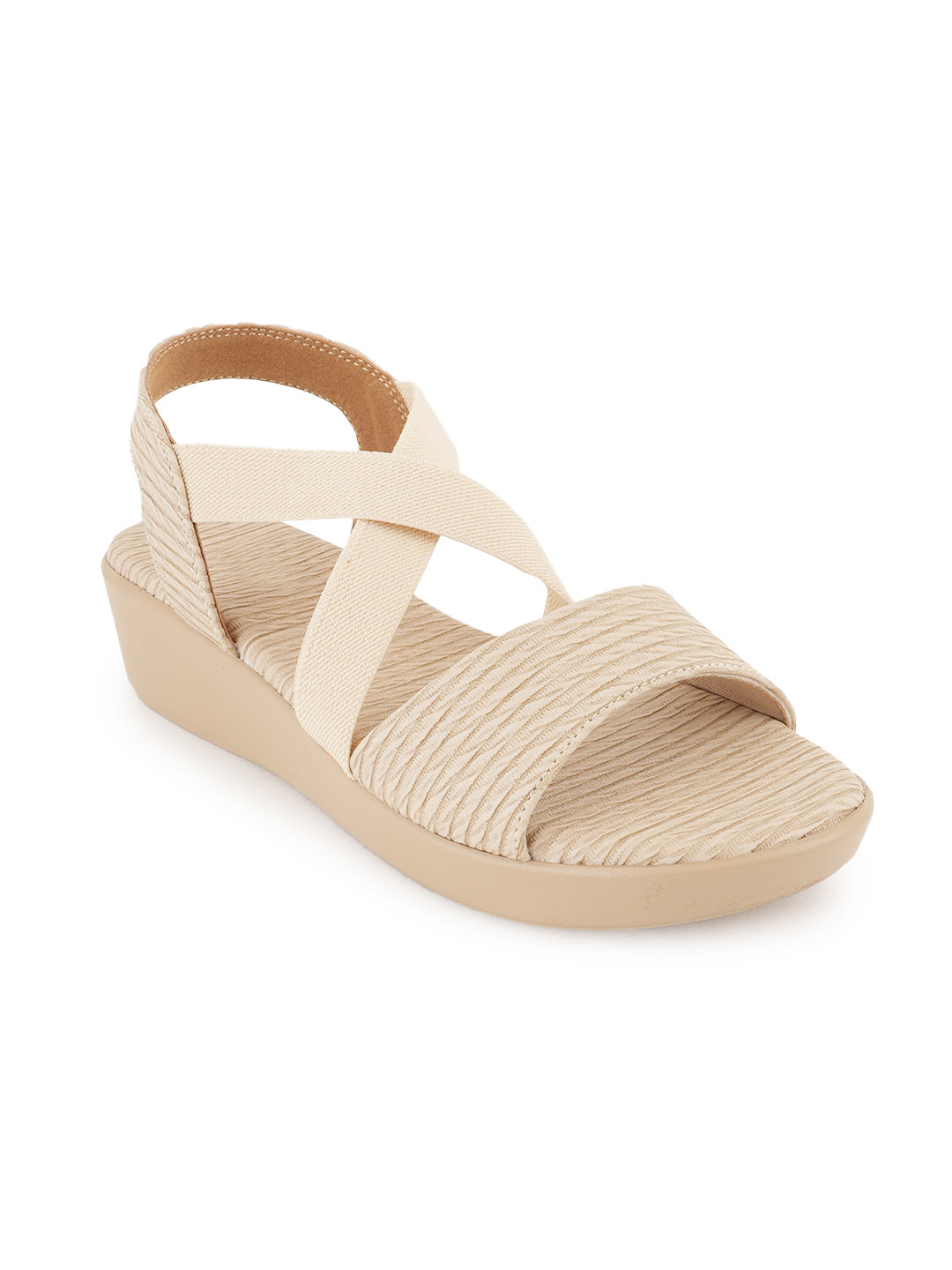 Style Shoes Micro Upper Textured Wedges Heeled Sandal for Women and Girls