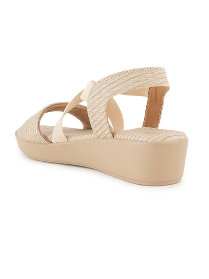 Style Shoes Micro Upper Textured Wedges Heeled Sandal for Women and Girls
