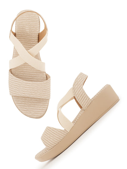 Style Shoes Micro Upper Textured Wedges Heeled Sandal for Women and Girls