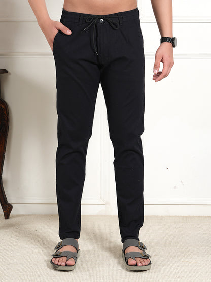 Black Linen Collared Shirt and All Day Trouser Co-ord Set For Men