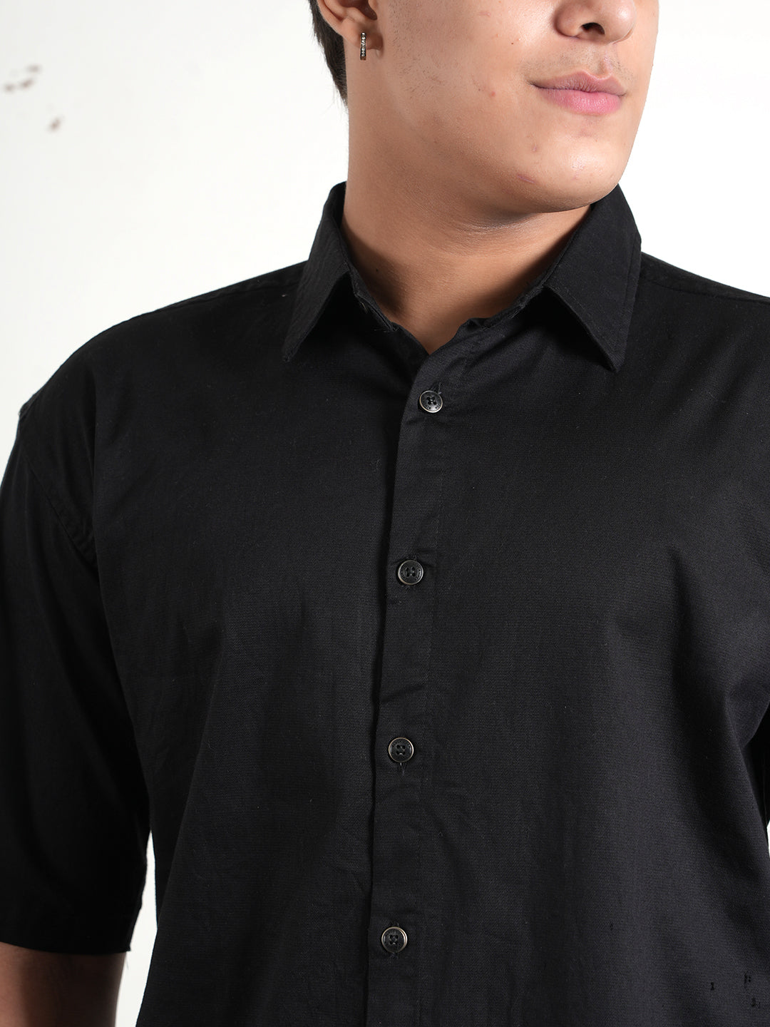 Black Linen Collared Shirt and All Day Trouser Co-ord Set For Men