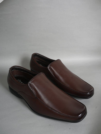Brown Men Leather Formal Moccasin Shoes