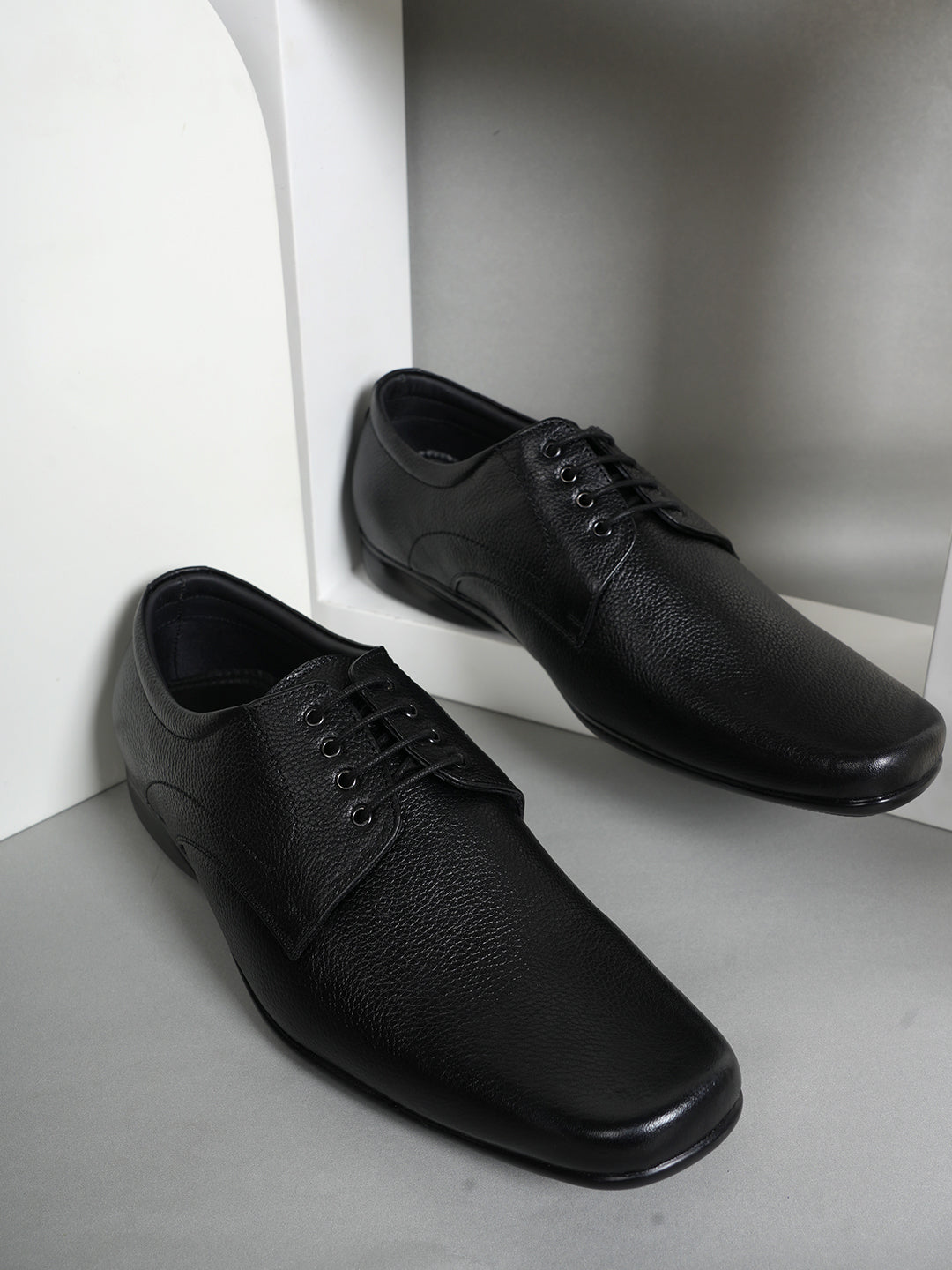 Black Men Leather Formal Derby Shoes