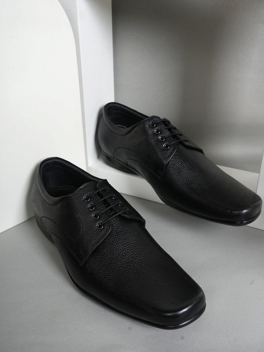 Black Men Leather Formal Derby Shoes