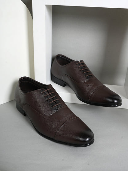 Brown Tan Lace Up Men Leather Formal Oxford Shoes