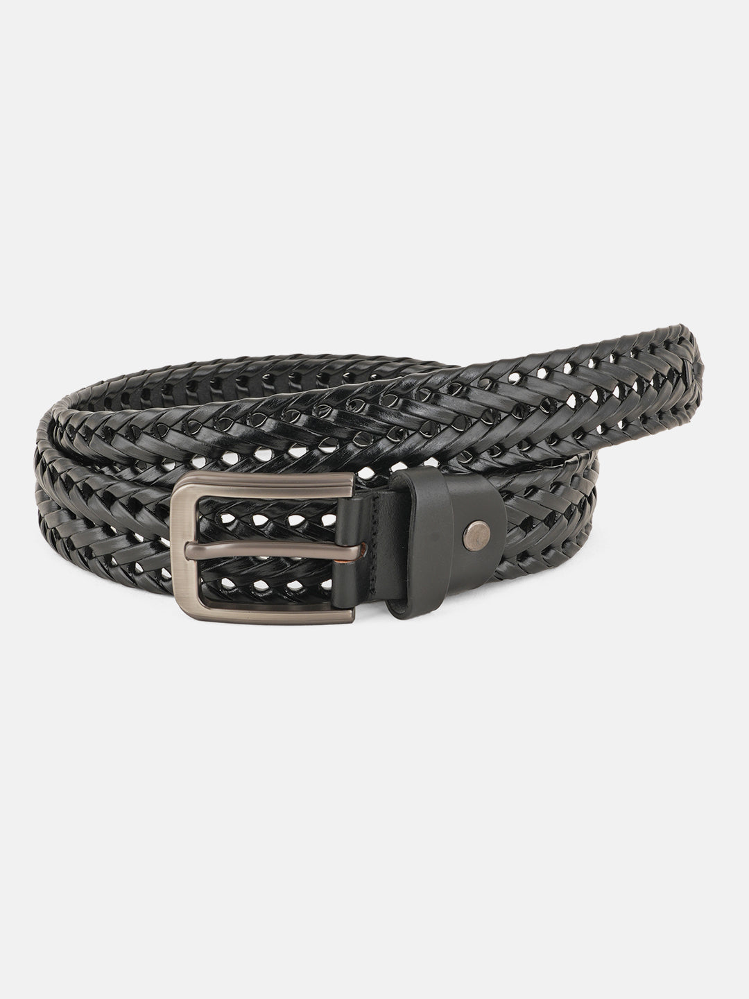 Style Shoes Black Braided Leather Belt For Men and Boys