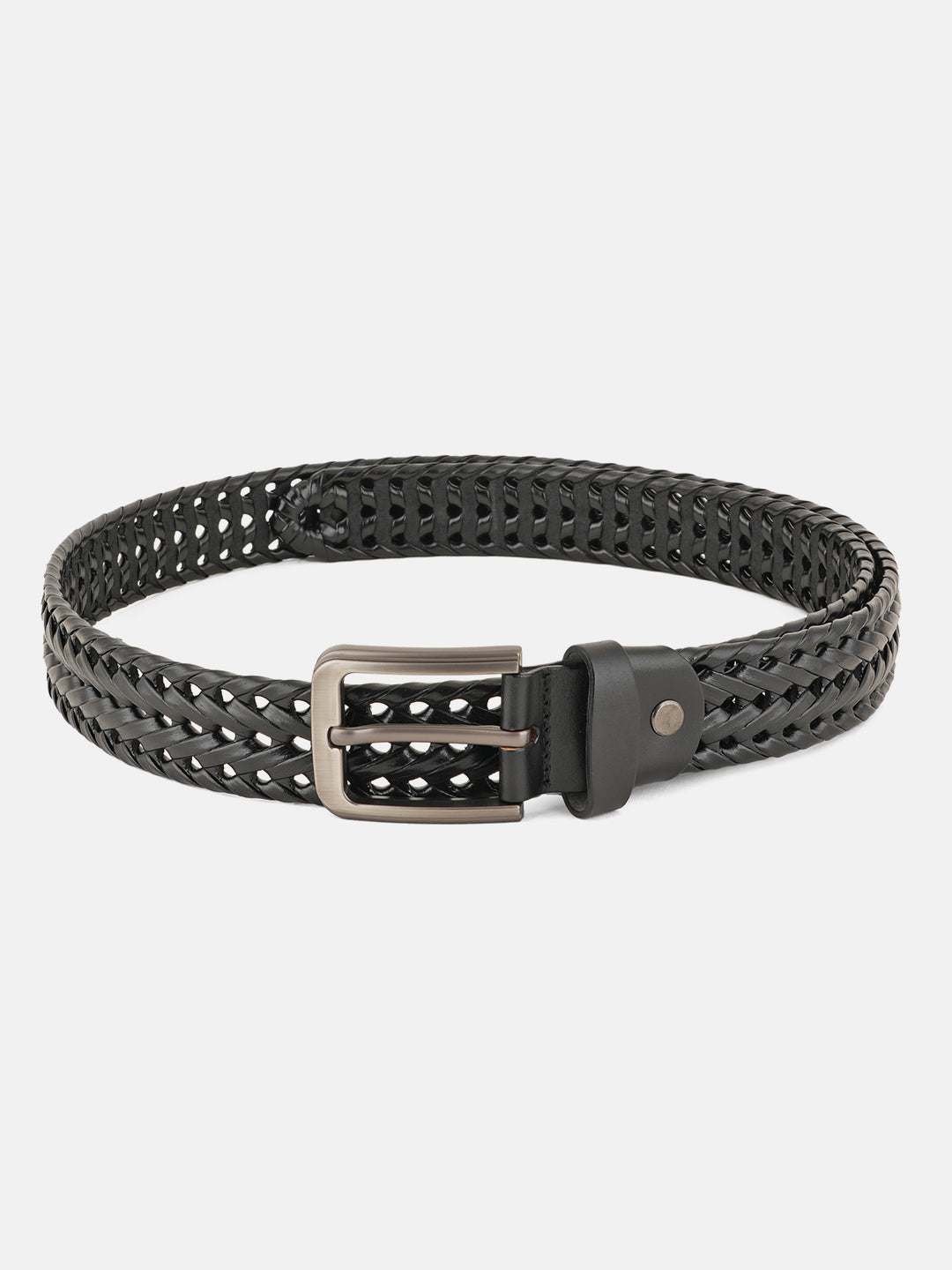 Style Shoes Black Braided Leather Belt For Men and Boys
