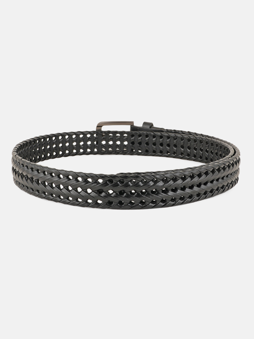 Style Shoes Black Braided Leather Belt For Men and Boys