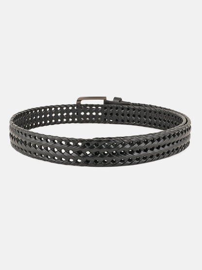 Style Shoes Black Braided Leather Belt For Men and Boys