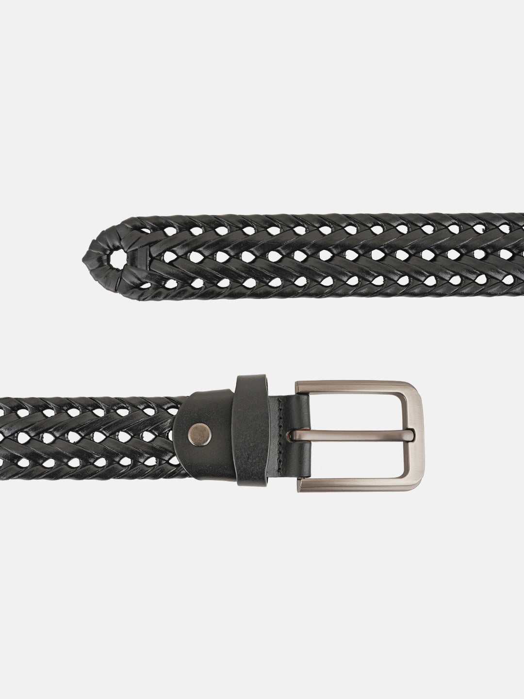 Style Shoes Black Braided Leather Belt For Men and Boys