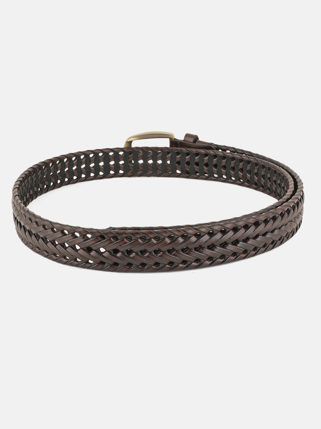 Style Shoes Brown Genuine Leather Braided Belt with Tang Buckle Closure for Men and Boys