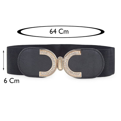 Style Shoes Black Freesize Elasticated Stretchable Dress Belt For Women and Girls