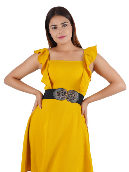 Style Shoes Black Freesize Elasticated Stretchable Dress Belt For Women and Girls