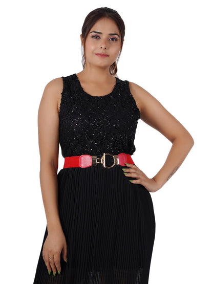 Style Shoes Red Freesize Elasticated Stretchable Dress Belt For Women and Girls