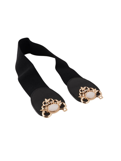 Style Shoes Black Freesize Elasticated Stretchable Dress Belt For Women and Girls