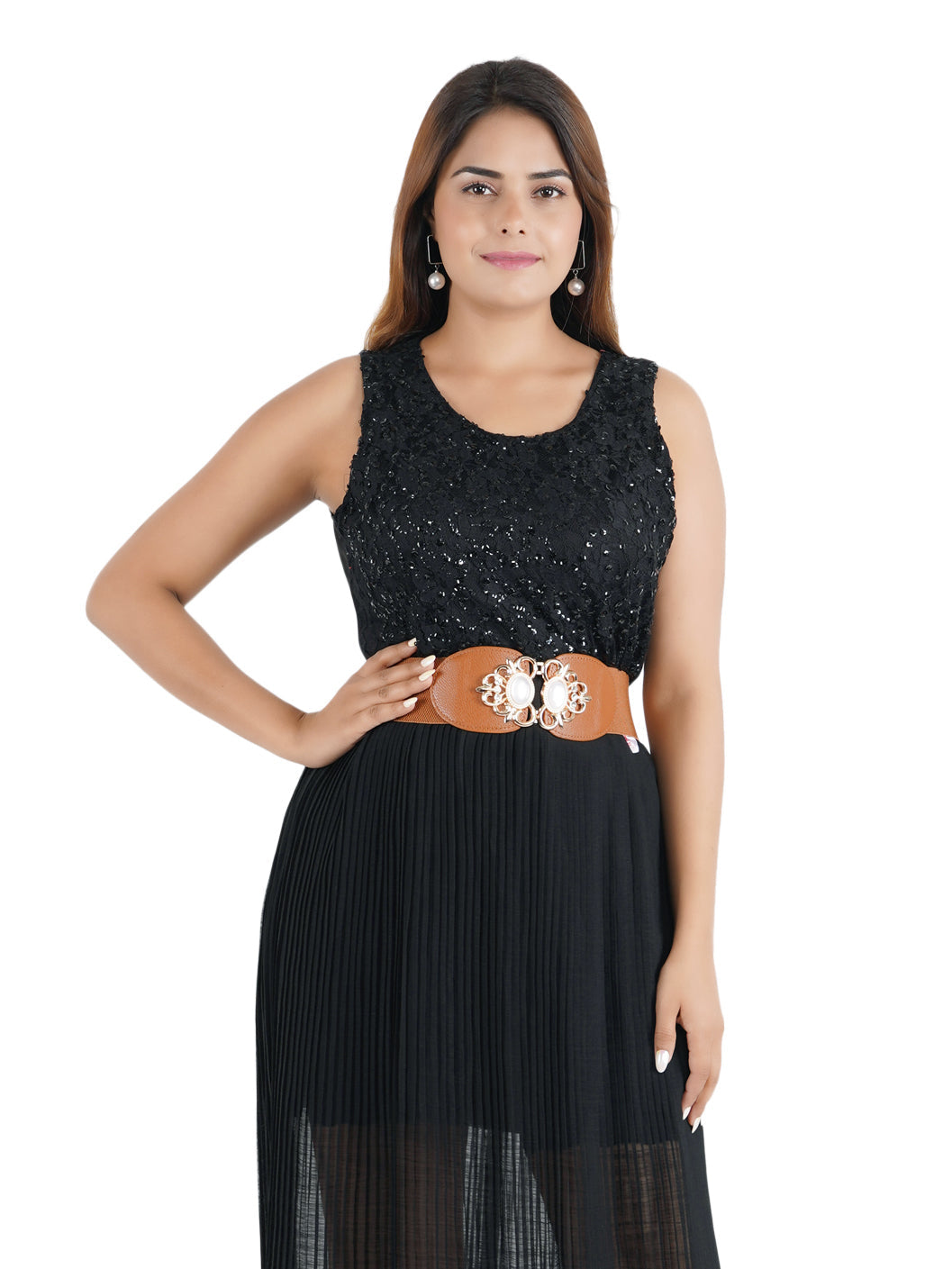 Style Shoes Tan Freesize Elasticated Stretchable Dress Belt For Women and Girls