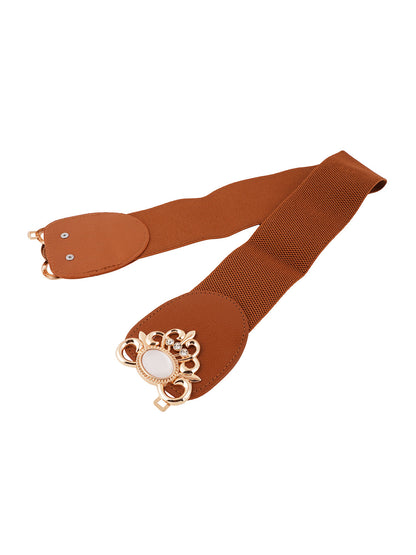 Style Shoes Tan Freesize Elasticated Stretchable Dress Belt For Women and Girls