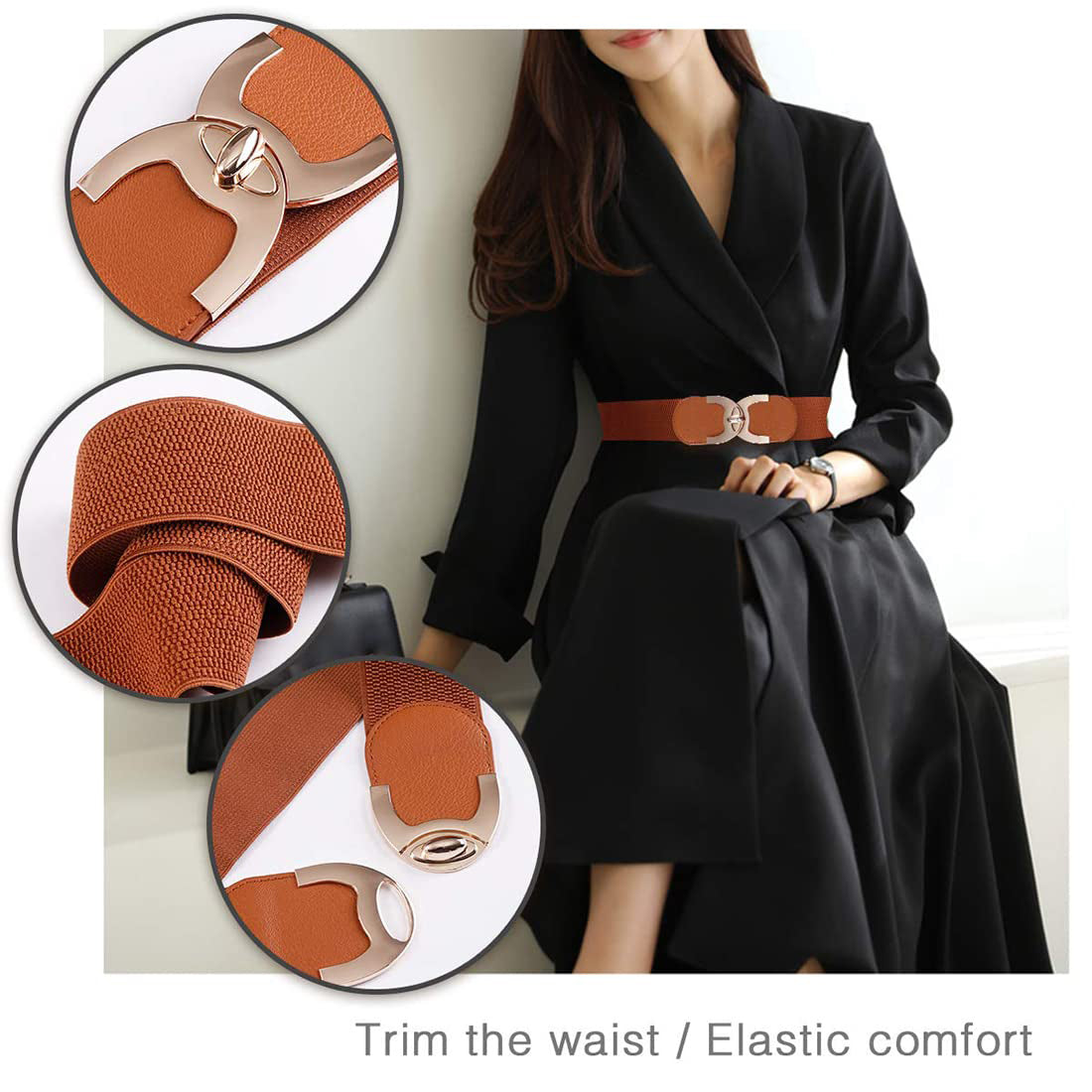 Style Shoes Tan Freesize Elasticated Stretchable Dress Belt For Women and Girls