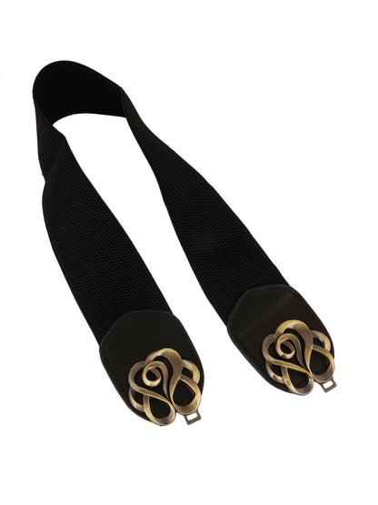 Style Shoes Black Freesize Elasticated Stretchable Dress Belt For Women and Girls