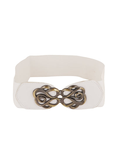 Style Shoes White Freesize Elasticated Stretchable Dress Belt For Women and Girls