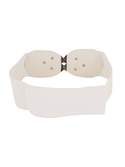 Style Shoes White Freesize Elasticated Stretchable Dress Belt For Women and Girls