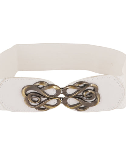 Style Shoes White Freesize Elasticated Stretchable Dress Belt For Women and Girls