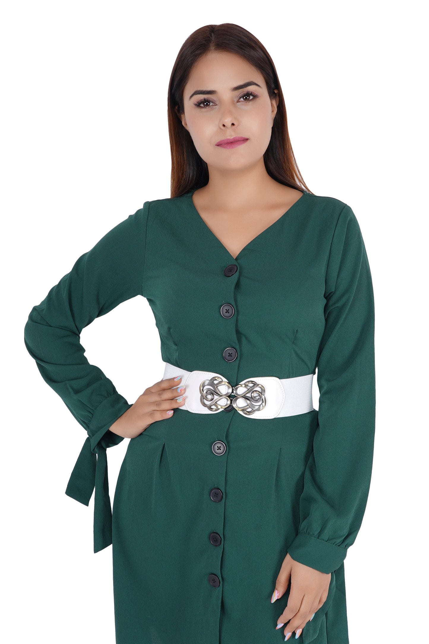 Style Shoes White Freesize Elasticated Stretchable Dress Belt For Women and Girls