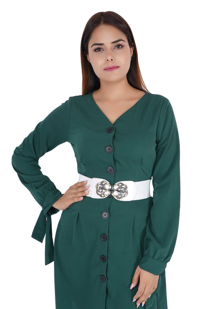 Style Shoes White Freesize Elasticated Stretchable Dress Belt For Women and Girls