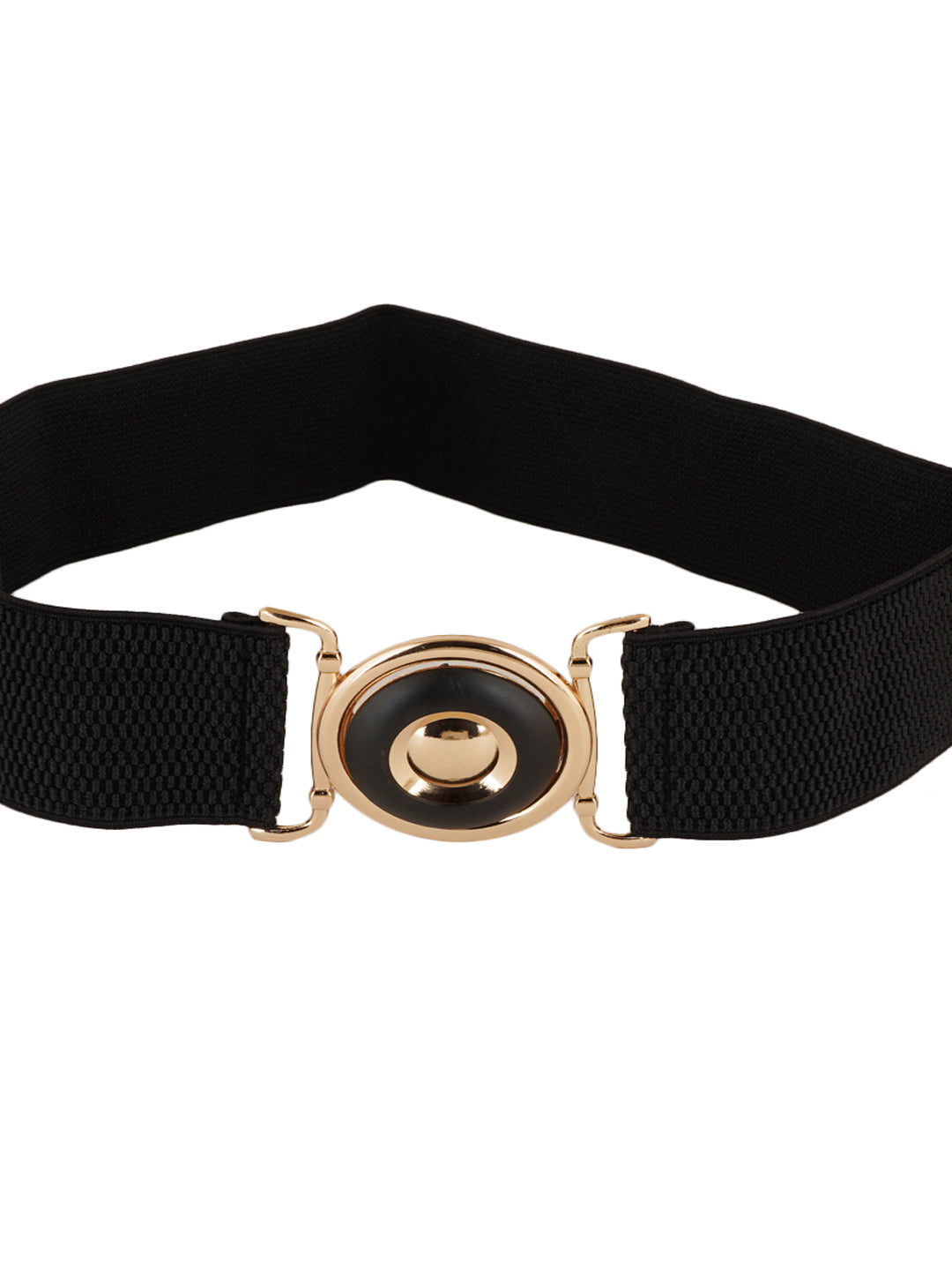 Style Shoes Black Freesize Elasticated Stretchable Dress Belt with Interlocking Buckle For Women and Girls