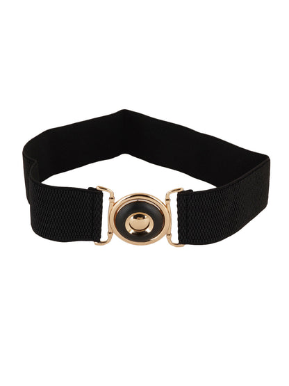 Style Shoes Black Freesize Elasticated Stretchable Dress Belt with Interlocking Buckle For Women and Girls
