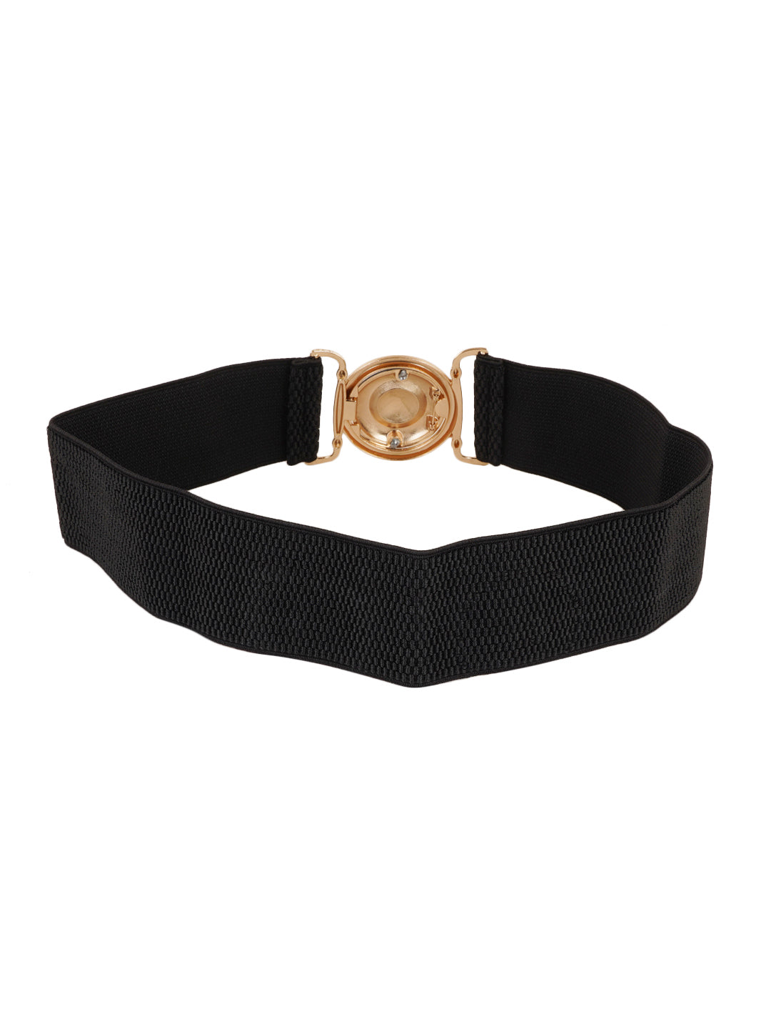 Style Shoes Black Freesize Elasticated Stretchable Dress Belt with Interlocking Buckle For Women and Girls
