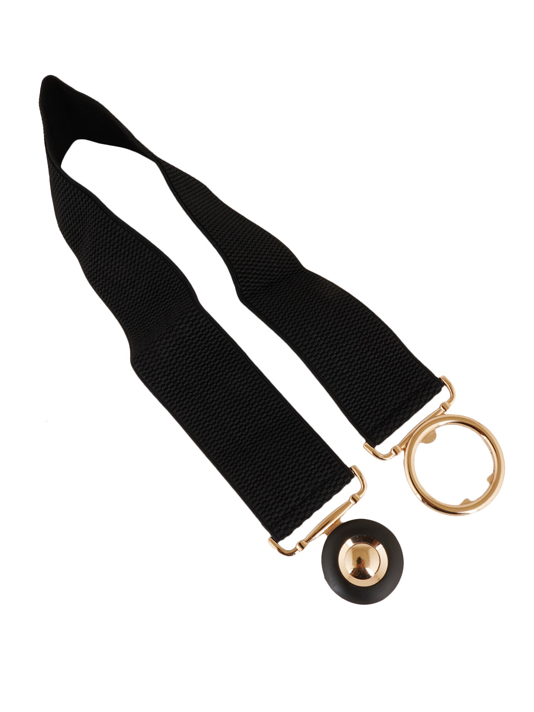 Style Shoes Black Freesize Elasticated Stretchable Dress Belt with Interlocking Buckle For Women and Girls