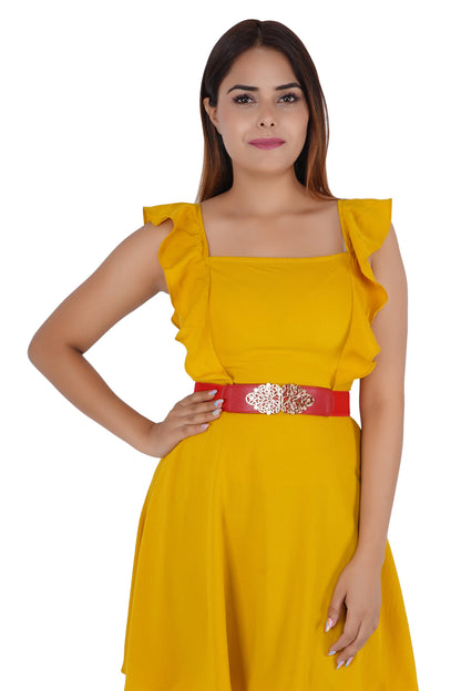 Style Shoes Red Freesize Elasticated Stretchable Dress Belt For Women and Girls