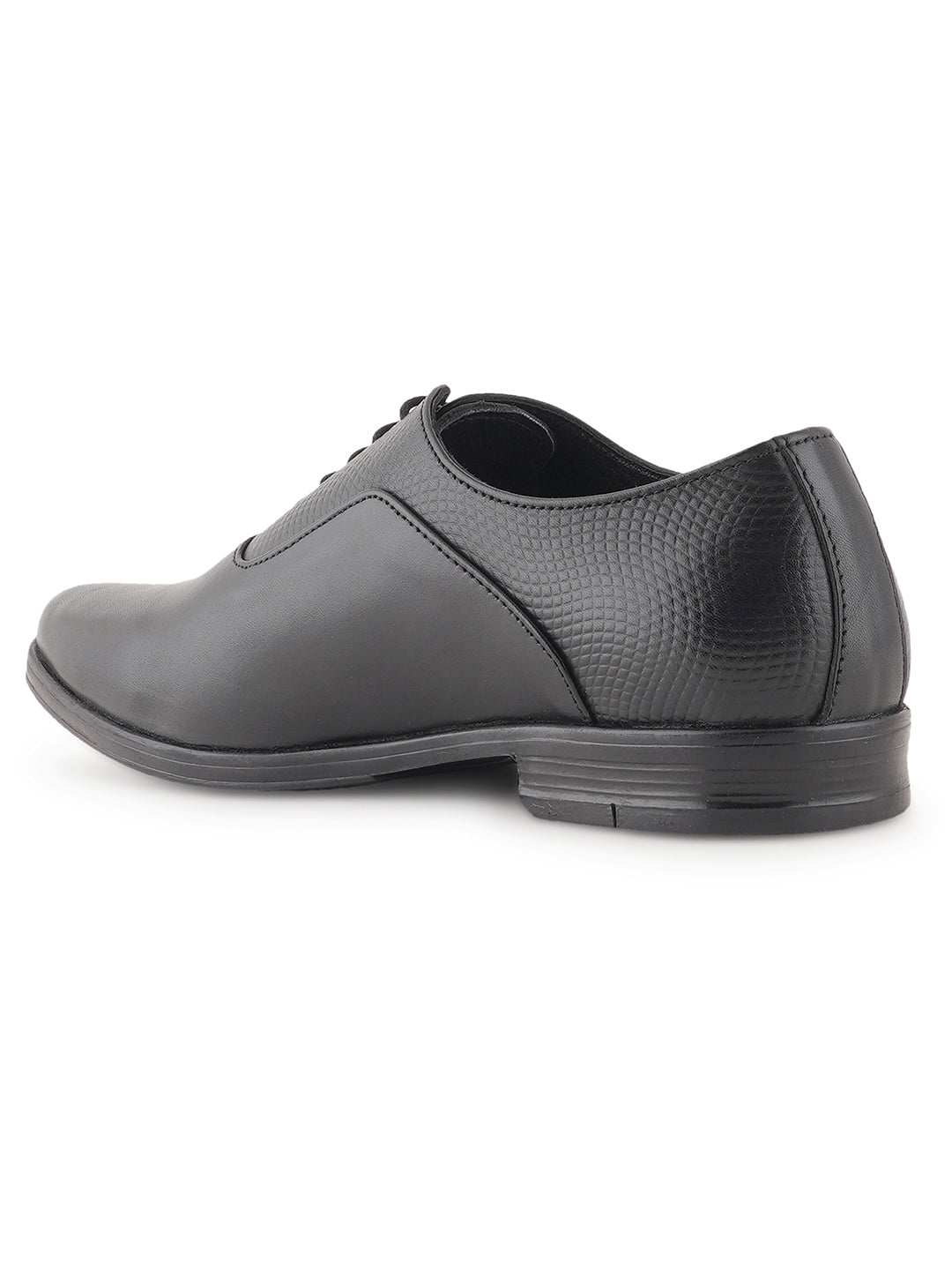 Black Lace Up Men Leather Formal Textured Shoes