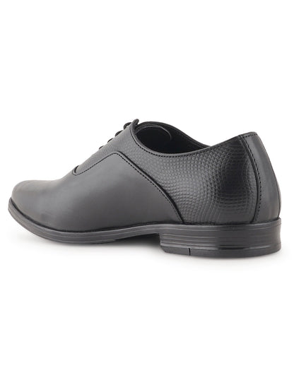 Black Lace Up Men Leather Formal Textured Shoes
