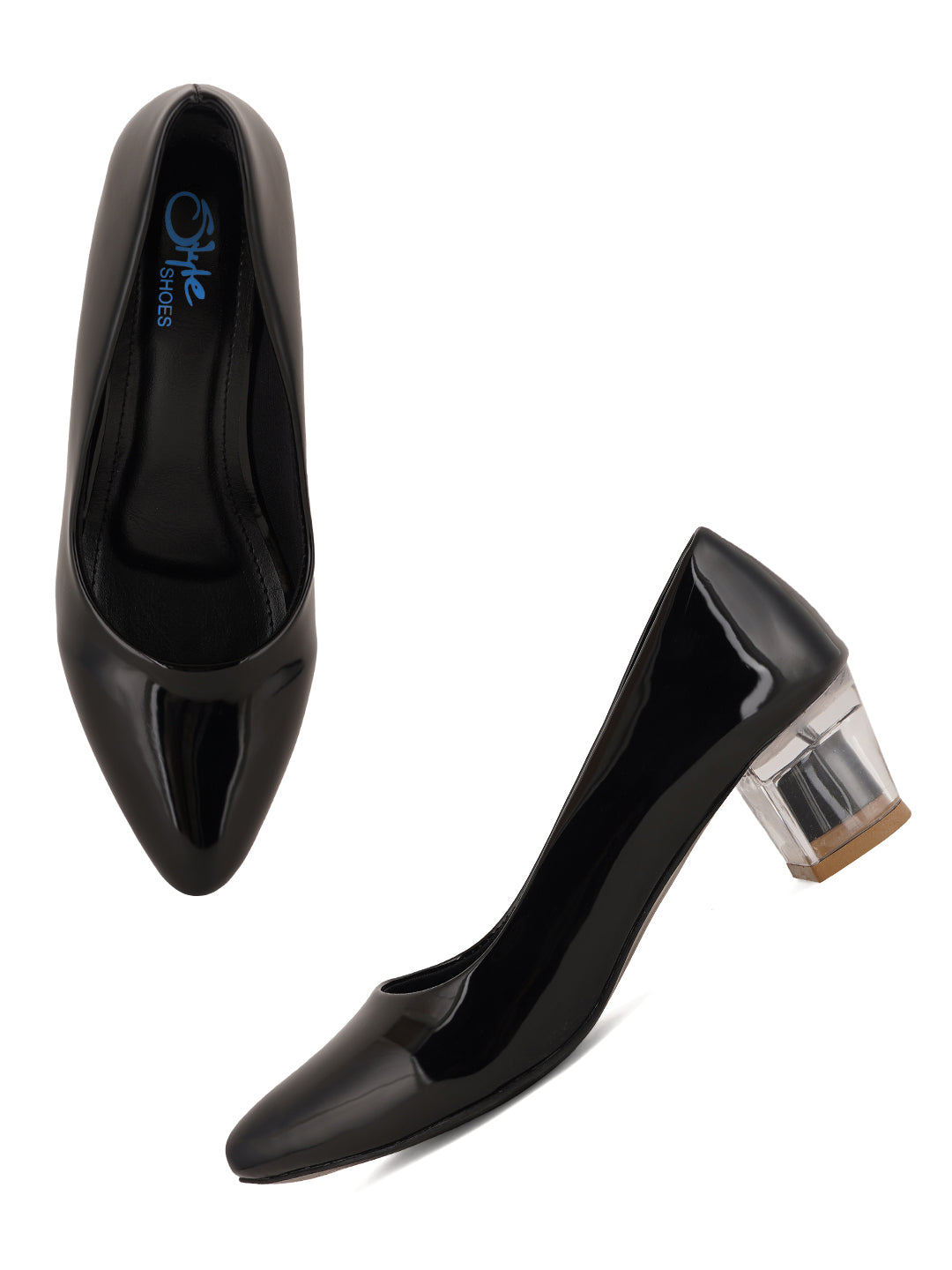 Style Shoes Black Block Heel Pumps Bellies for Women and Girls